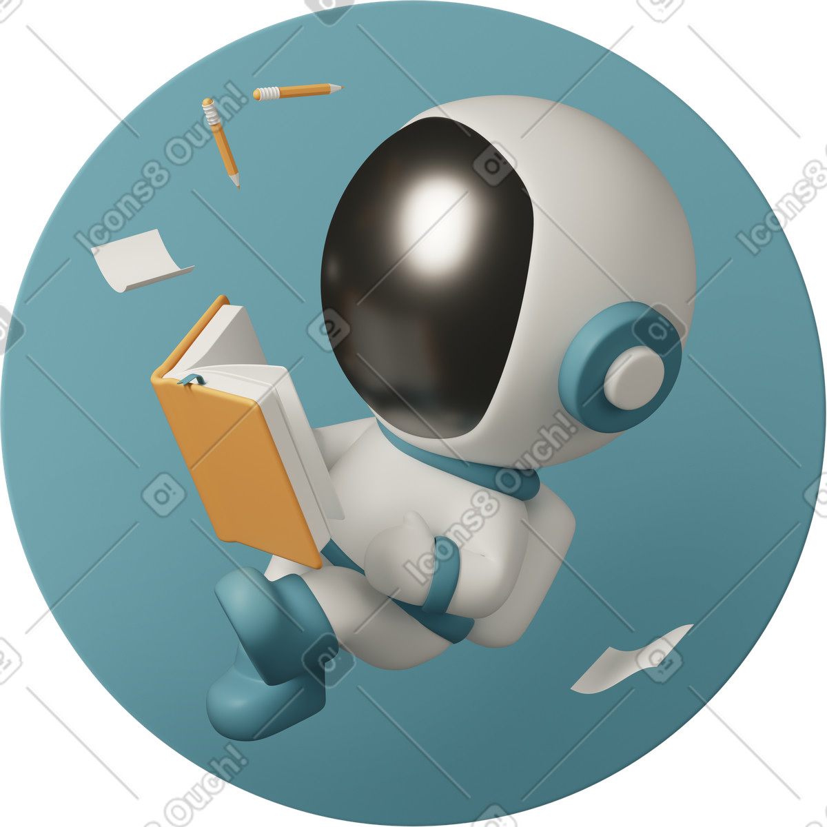 Cute astronaut with book flies in outer space illustrazione stile 3D Casual life scarica PNG, SVG