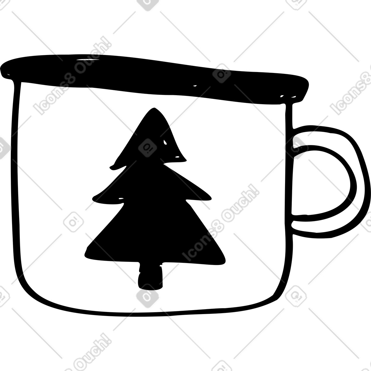 Ilustração de Xícara com uma árvore em no estilo Marks para baixar em PNG, SVG