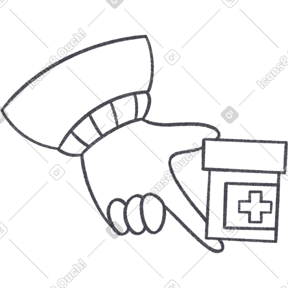Ilustración Hand with jar of pills en estilo Bonbon Line a descargar en PNG y SVG
