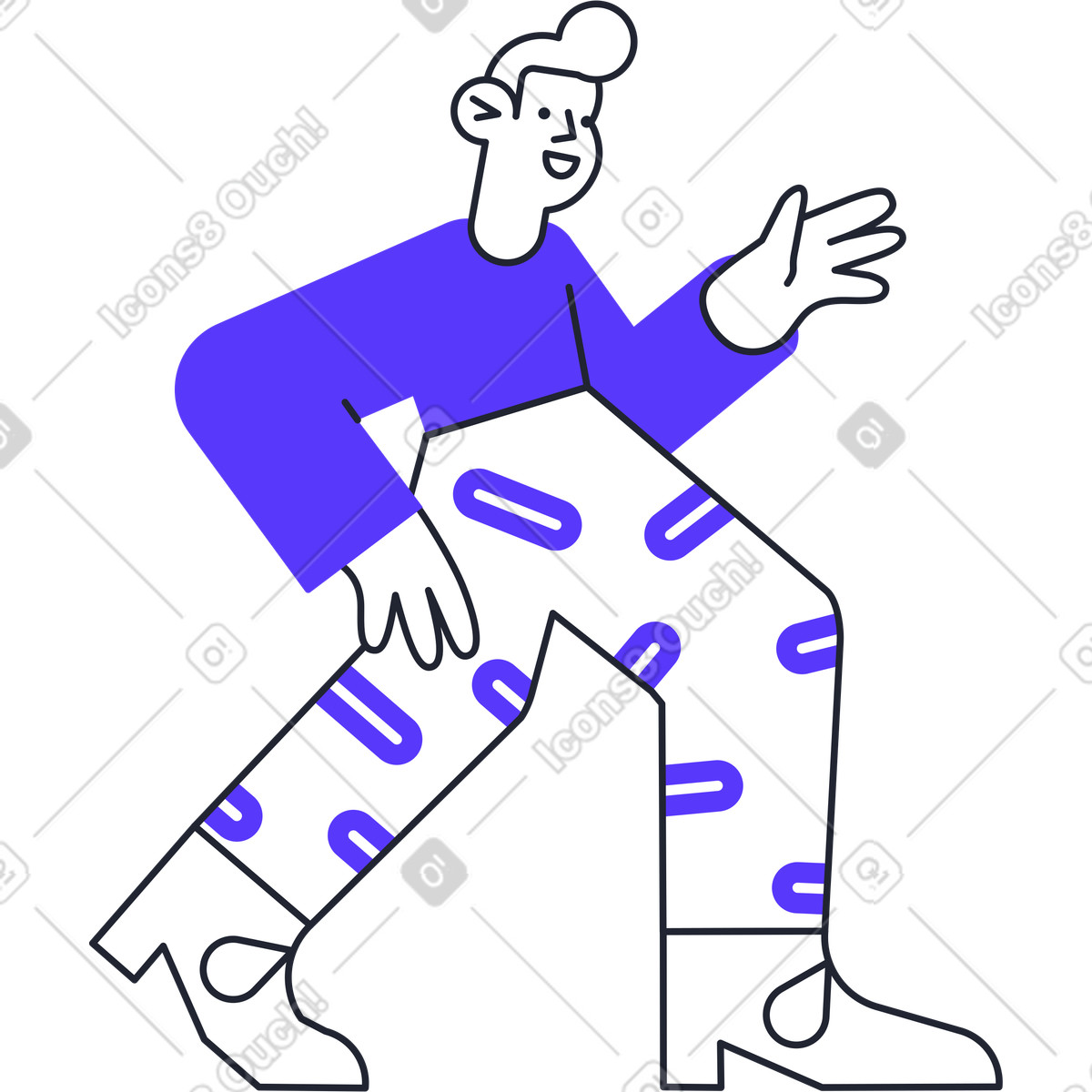 下载 Pablita 风格的 男人微笑着拉着他的手 插画，支持 PNG、SVG 格式