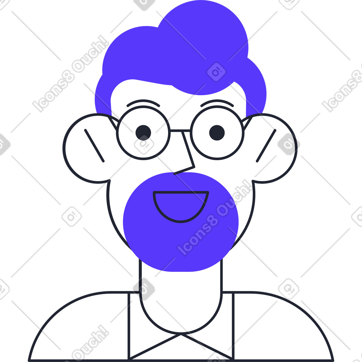 Ilustración animada Cara de hombre en estilo Pablita a descargar en GIF, Lottie (JSON), AE