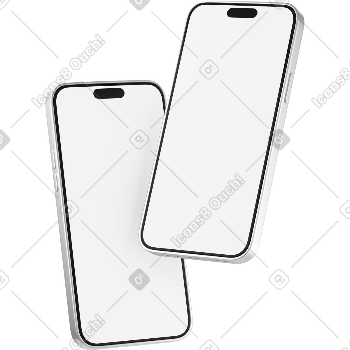 Ilustração de Two phones white screen em no estilo 3D Business para baixar em PNG, SVG