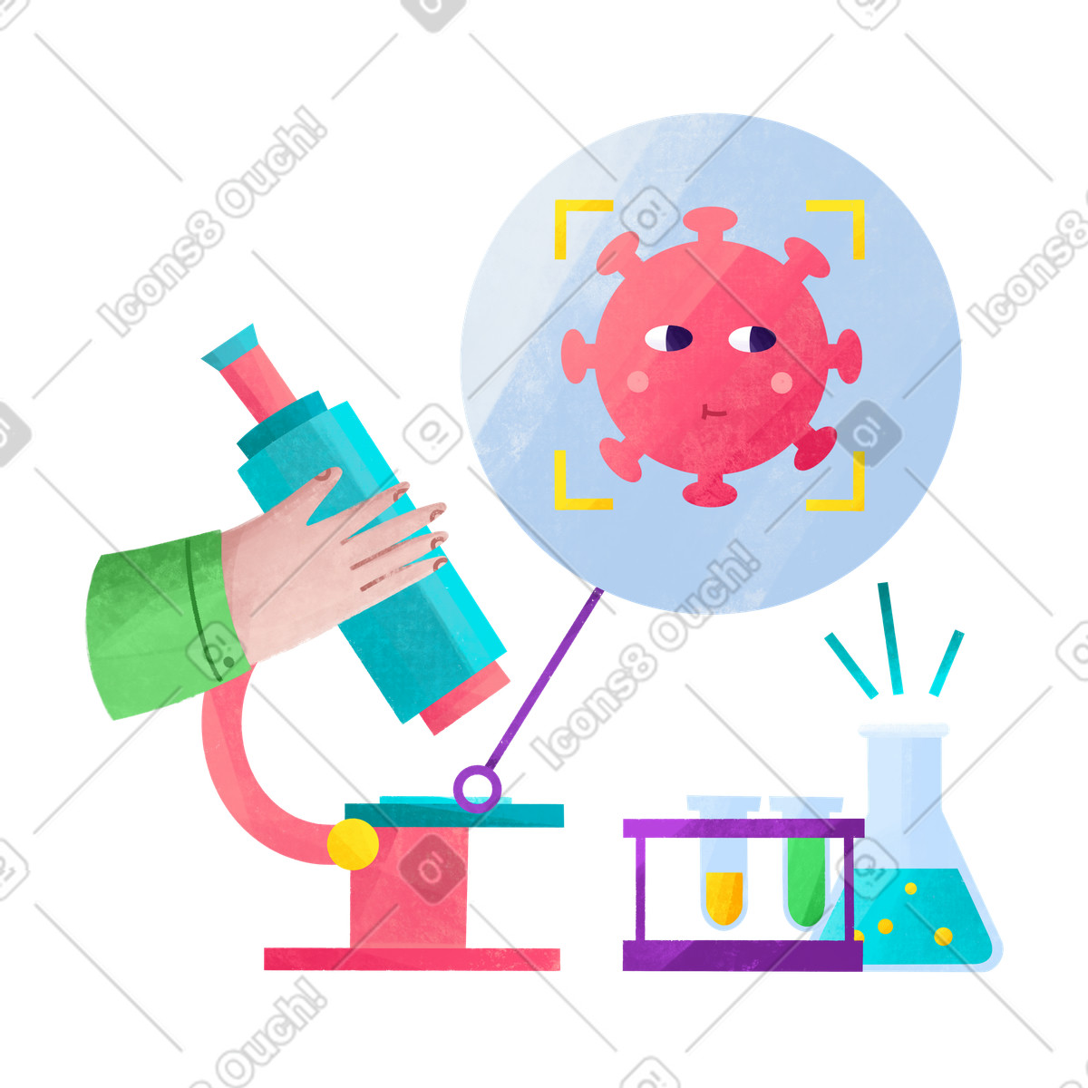 Bonbon スタイルの 研究室での科学的研究 のイラストをPNG、SVG形式でダウンロード