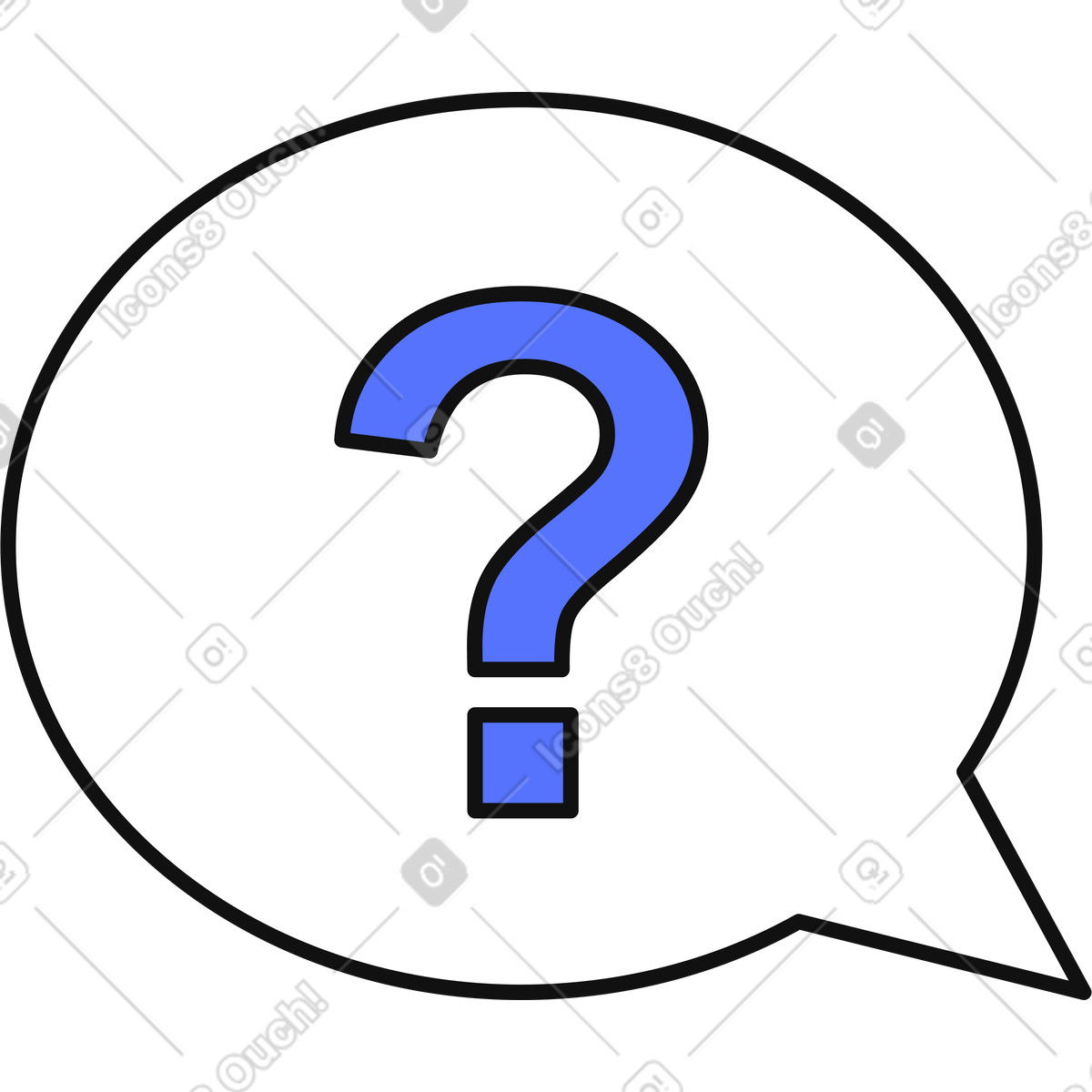 Illustration Question mark speech bubble symbol for help support and assistance dans le style Main à télécharger aux formats PNG, SVG