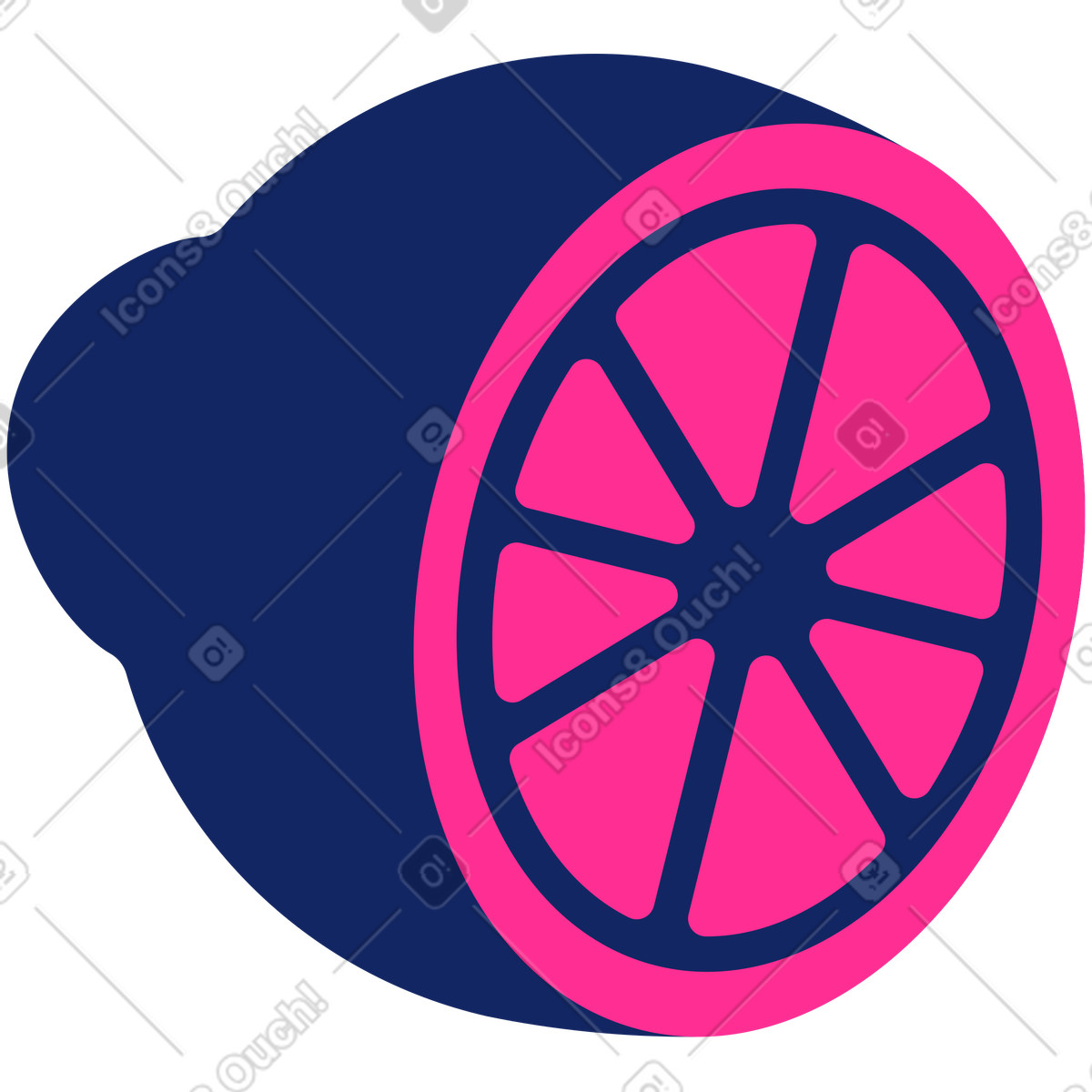 Halbe zitrone-Illustration im Cyborg-Stil als Download in PNG, SVG