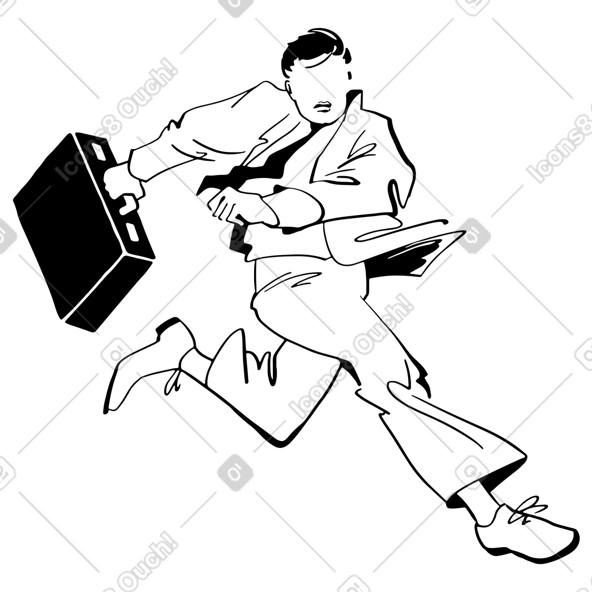 Geschäftsmann in großer eile-Illustration im Line-Stil als Download PNG, SVG