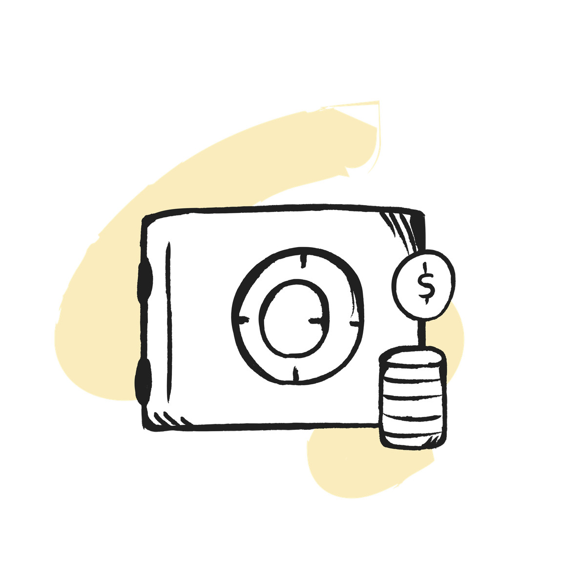 Illustration Money vault with coin stack, Financial security and personal savings dans le style Pixeltrue icons à télécharger aux formats PNG, SVG