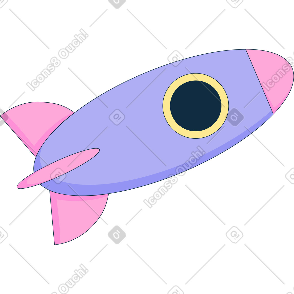 Razzo spaziale viola illustrazione in stile Bubble gum scarica in PNG, SVG