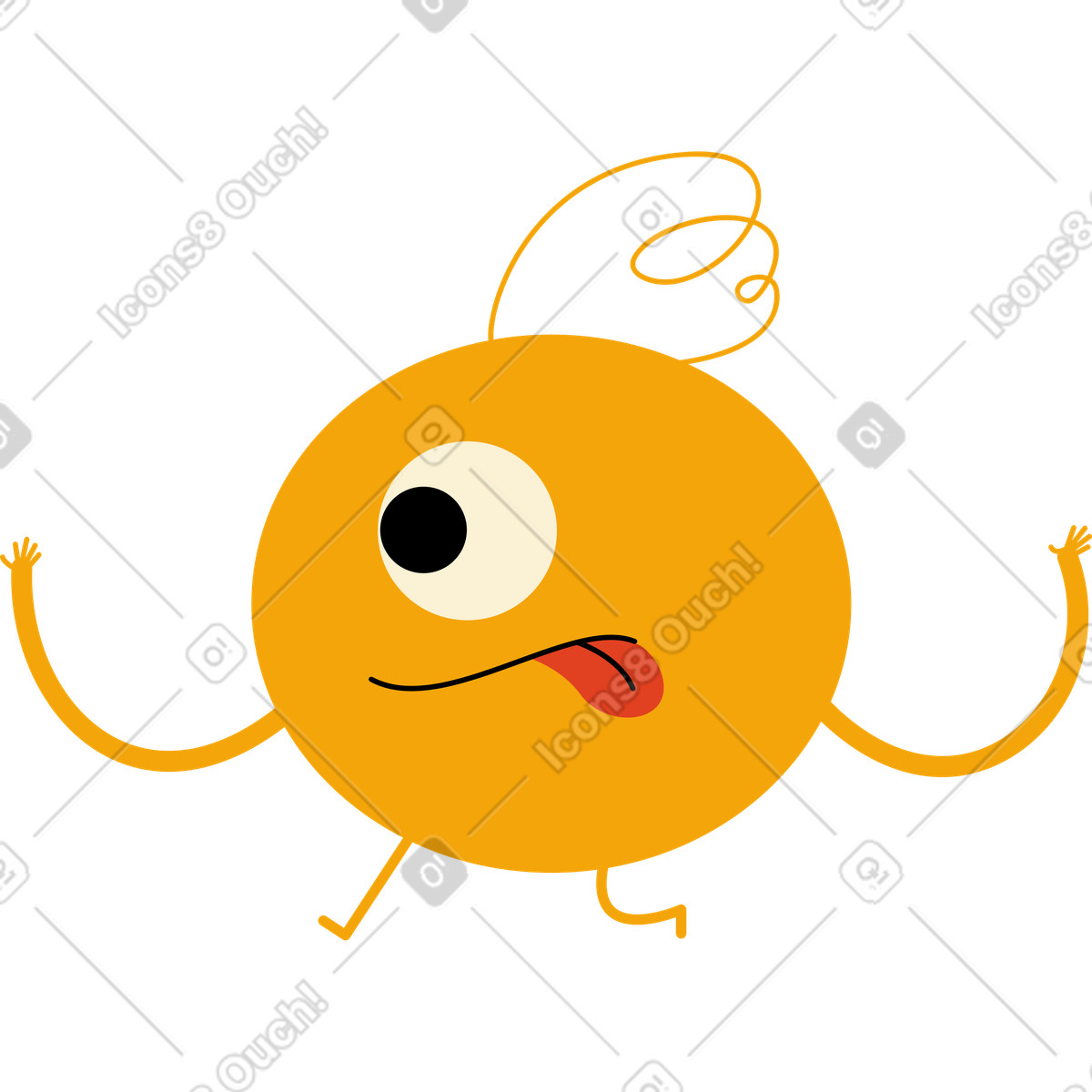 Yellow one-eyed character illustration in Jelly style download in PNG, SVG