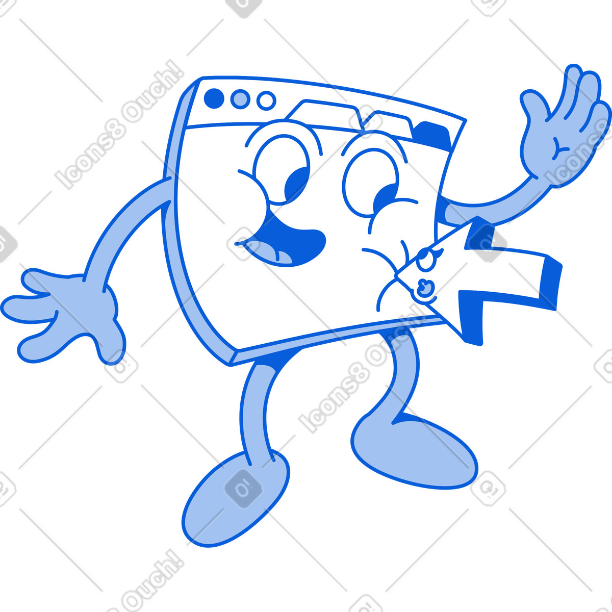 Browser with arrow illustration in Handy Line style download in PNG, SVG