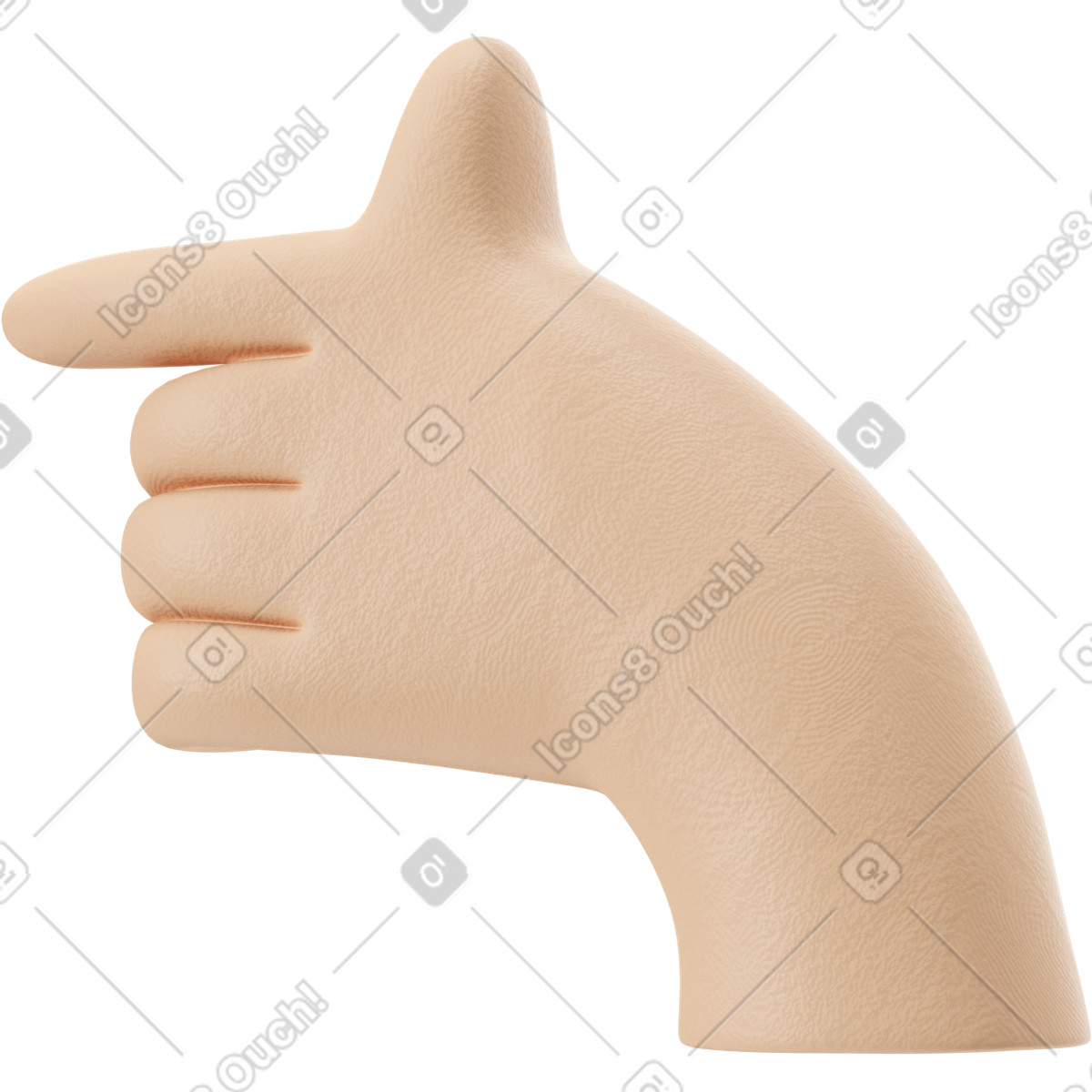 Left hand pointing illustration in 3D Stripy style download in PNG, SVG