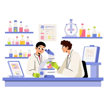 Scientists in a lab examining monkeypox samples under a microscope, with various equipment around them.