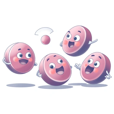 A group of cartoon-style red blood cells, each with distinct expressive faces, is gathered together, interacting with one another. The cells display a variety of emotions such as happiness, surprise, and curiosity. One cell is playfully bouncing while another appears to be chatting animatedly, with their mouths open in mid-conversation. A third cell is gesturing with its arms, showcasing a friendly demeanor. The surrounding environment is simple, emphasizing the lively interaction between the blood cells.
