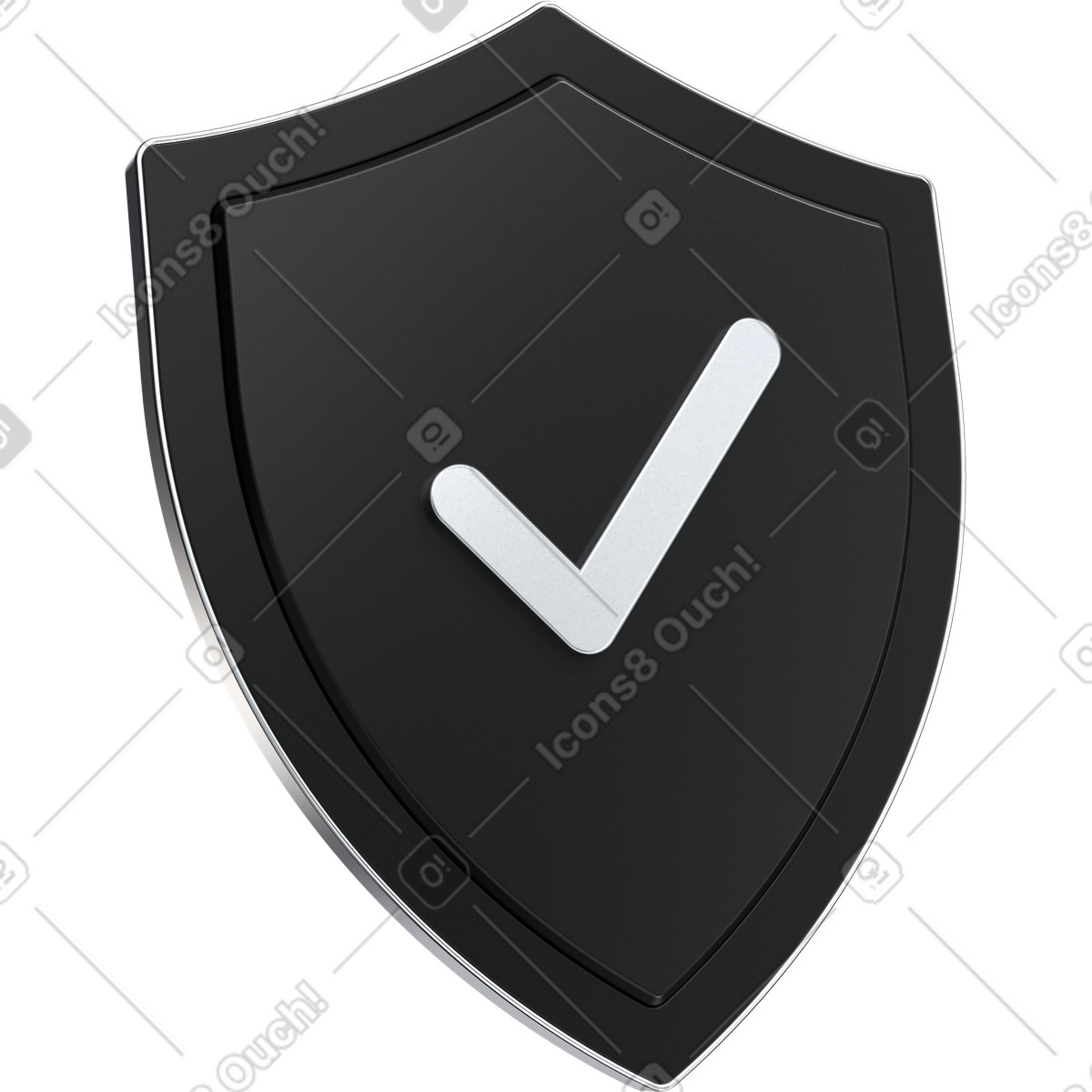 Cyber security shield, data protection verification, secure access approval illustration in 3D Pro style download in PNG, SVG