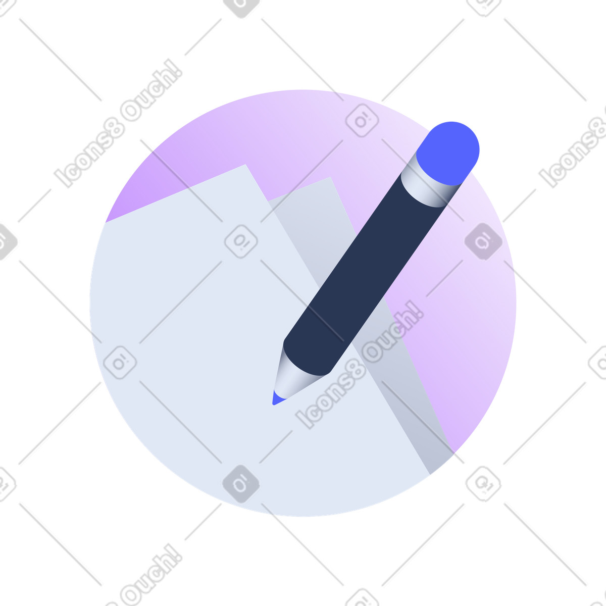 Edit icon, pen writing on paper, note taking and journaling illustration in Lucent style download in PNG, SVG