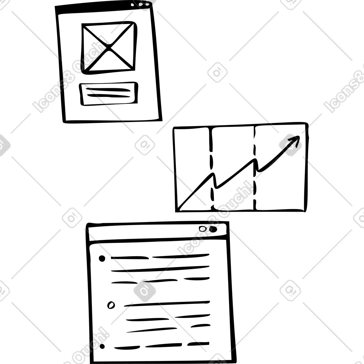 Finestre del computer illustrazione in stile Journal scarica in PNG, SVG