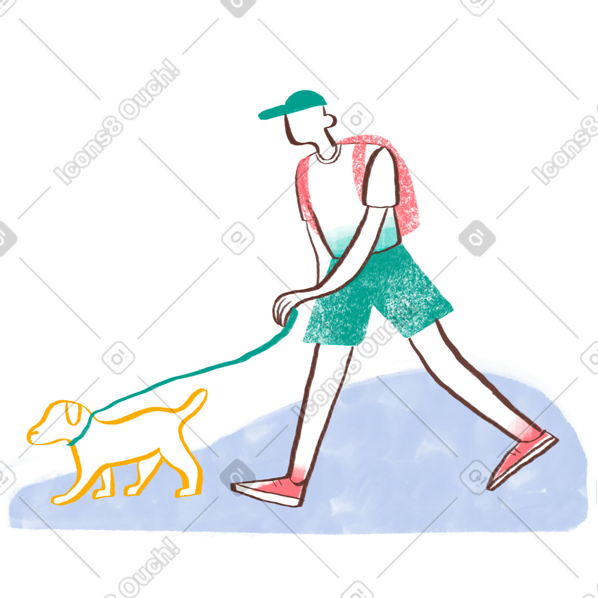 下载 Company 风格的 Man walking the dog 插画，支持 PNG、SVG 格式