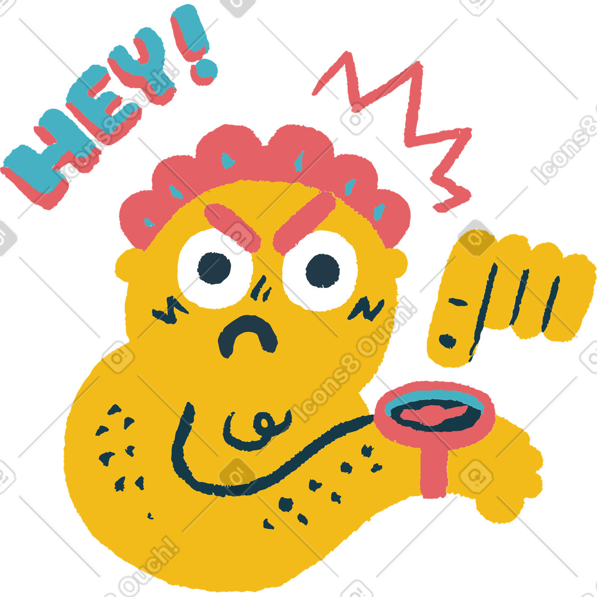 Ilustração de Homem irritado, apontando para seu relógio pulso em no estilo Flamenco baixar em PNG, SVG