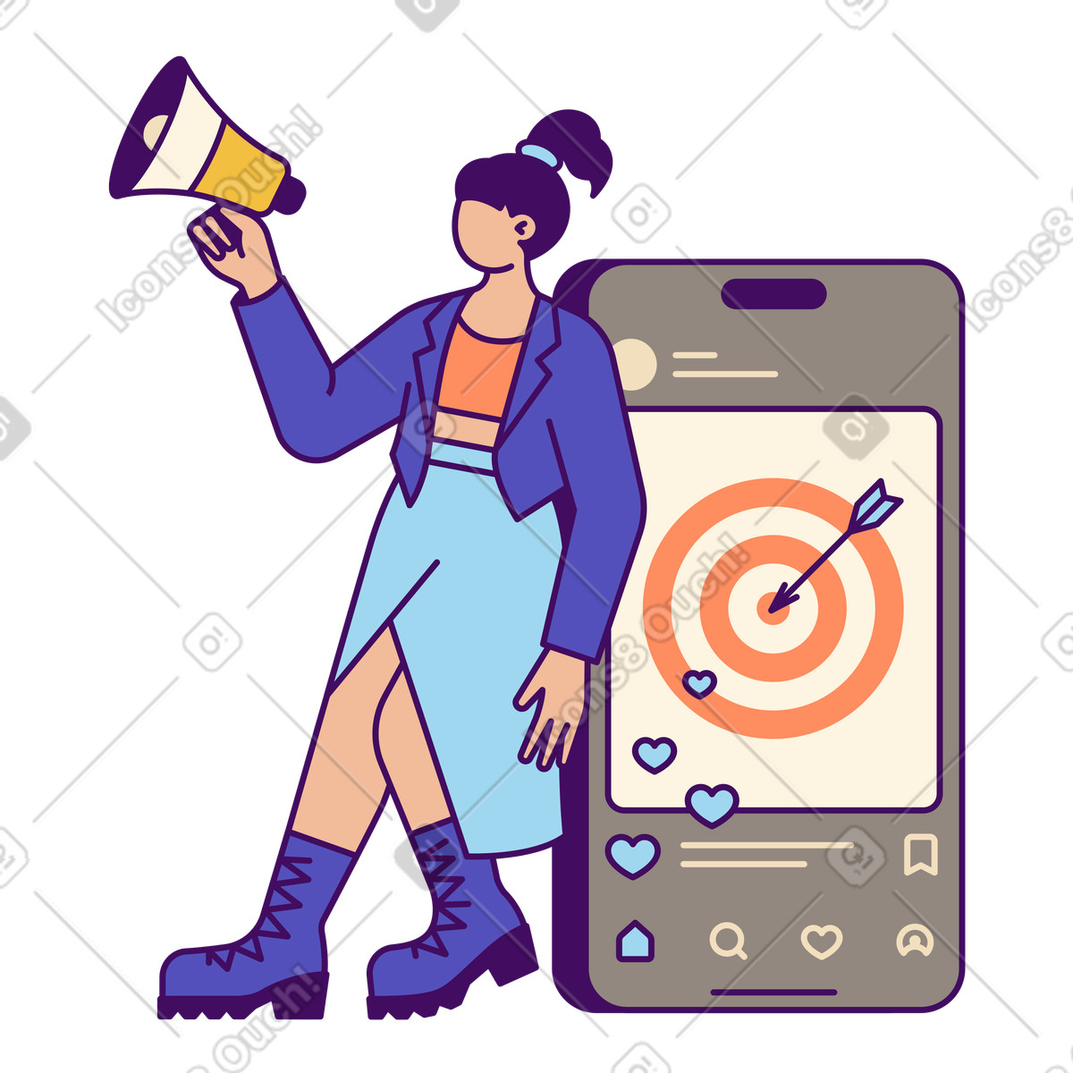 Simplistic 스타일의 Target audience on social networks, Digital advertising campaign 일러스트레이션 PNG, SVG 다운로드