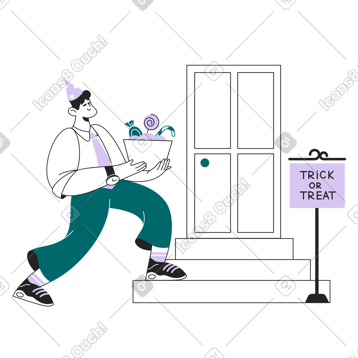 Süßes oder saures-Illustration im Sammy Line-Stil als Download in PNG, SVG