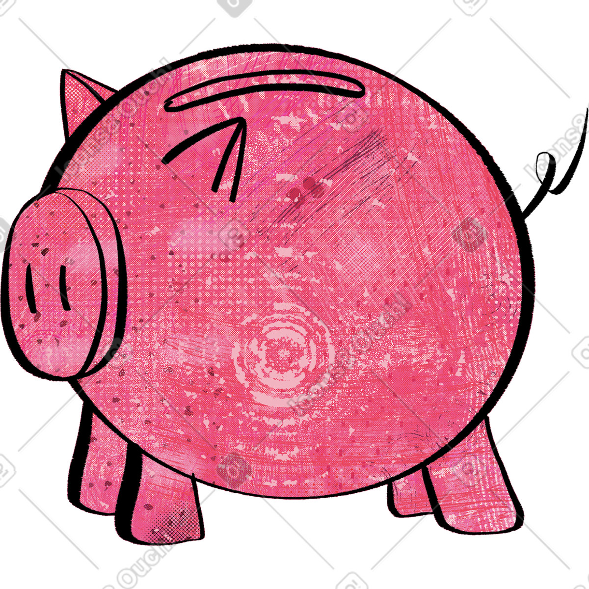 Ilustración Piggy bank en estilo Doobry a descargar en PNG y SVG
