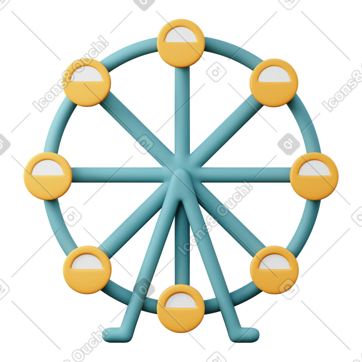 Ferris wheel illustration in 3D Sugary style download in PNG, SVG
