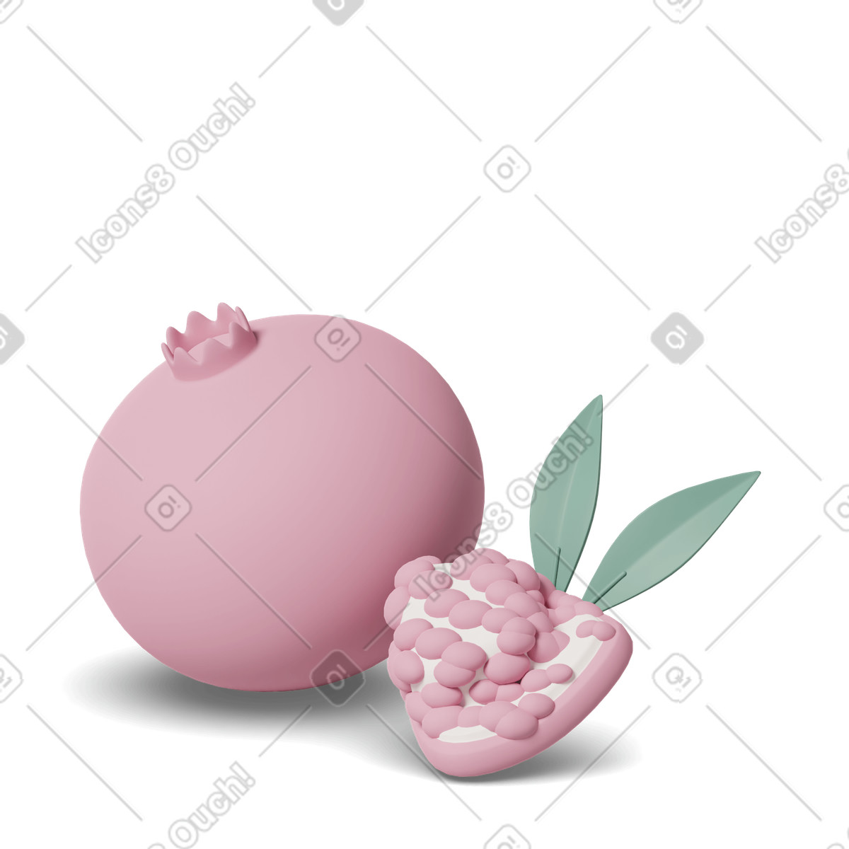 3D Casual life スタイルの Pink pomegranate のイラストをPNG、SVG形式でダウンロード