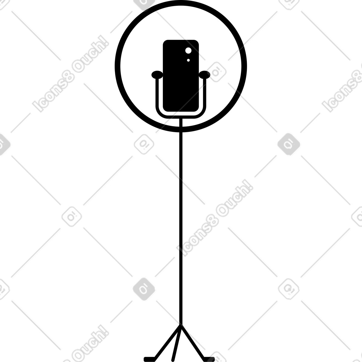 Notion Line Art 스타일의 Smartphone tripod stand for vertical video recording and live streaming 일러스트레이션 PNG, SVG 다운로드
