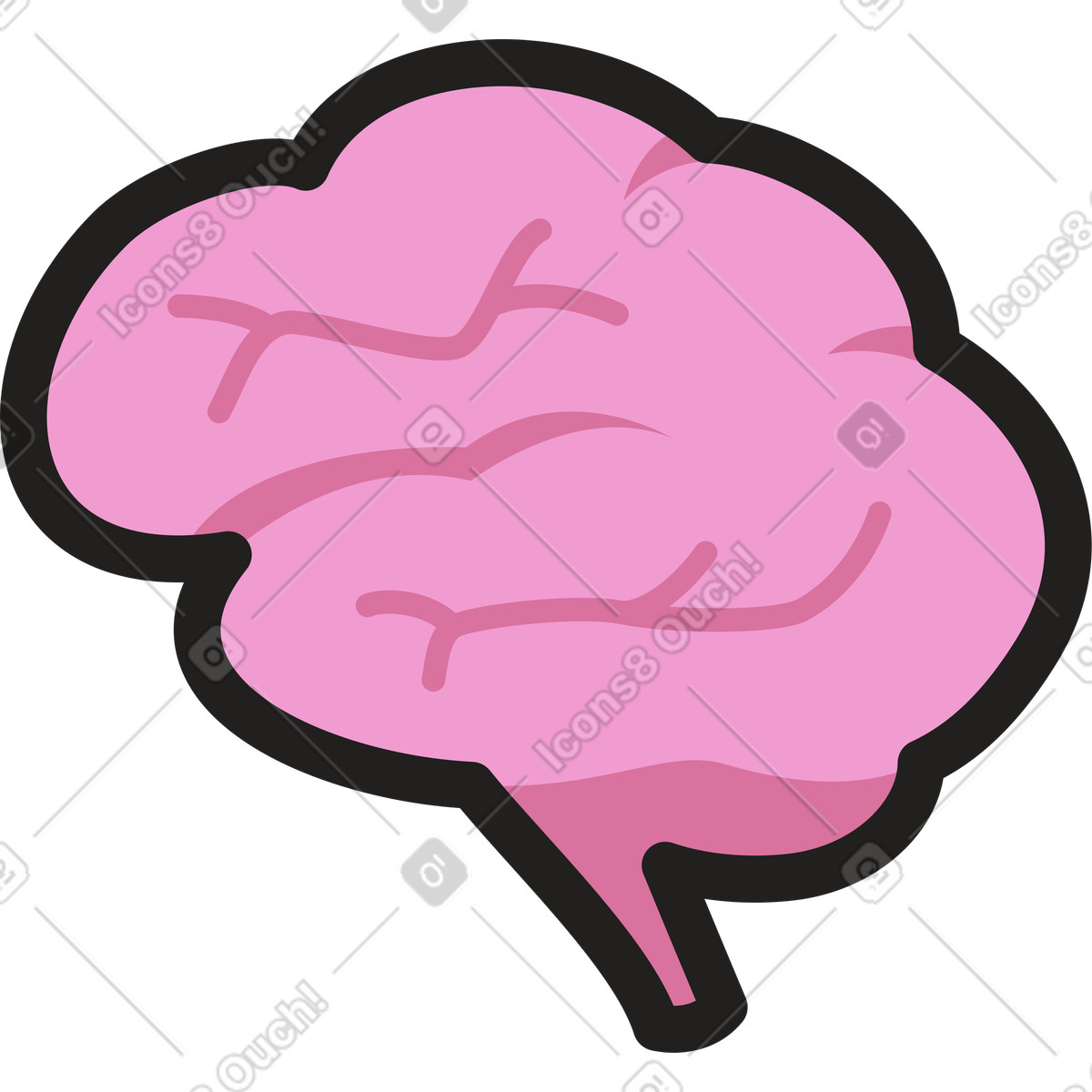 Brain icon illustration in Clipart style download in PNG, SVG
