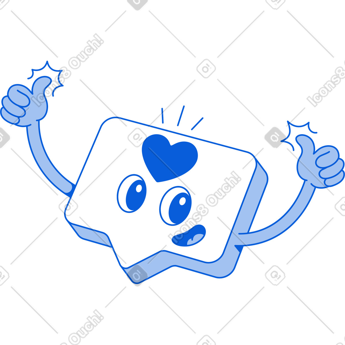 Handy Line スタイルの Message icon showing thumbs up のイラストをPNG、SVG形式でダウンロード