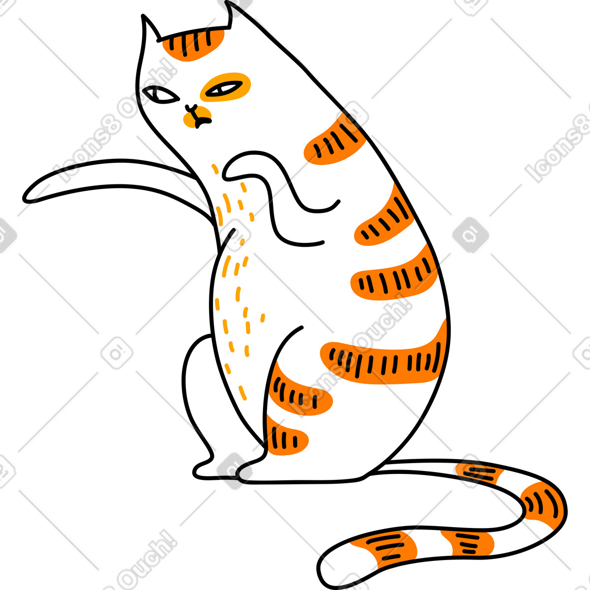 Ilustração de Gato sentado em no estilo Purr para baixar em PNG, SVG