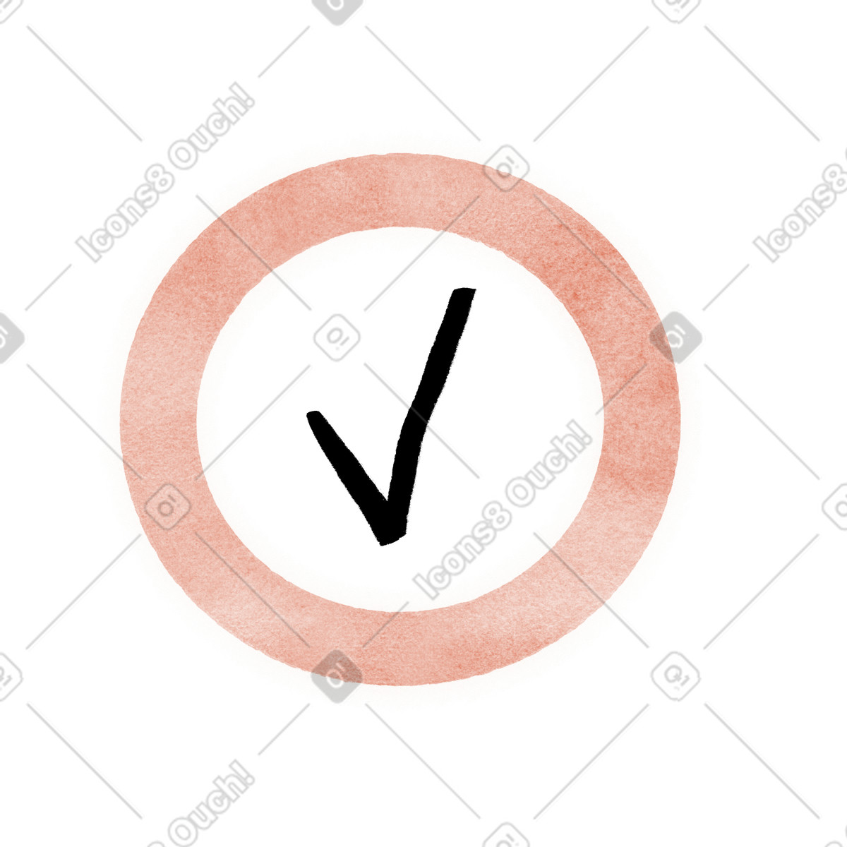 Progress indicator ring with checkmark, Update completed, Successful upload illustration in Hand-drawn animation style download in PNG, SVG