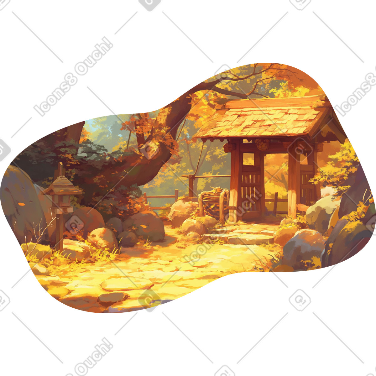 Illustration Fond de cour d'automne dans le style Scenes à télécharger aux formats PNG, SVG
