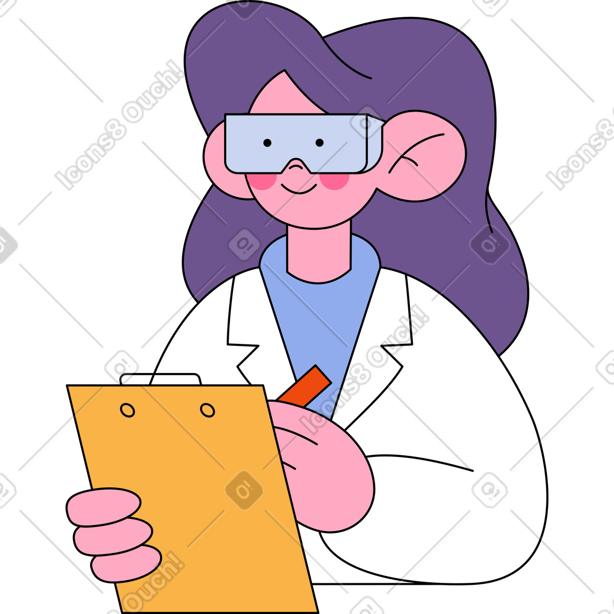 Wissenschaftler mit zwischenablage-Illustration im Bloom-Stil als Download in PNG, SVG