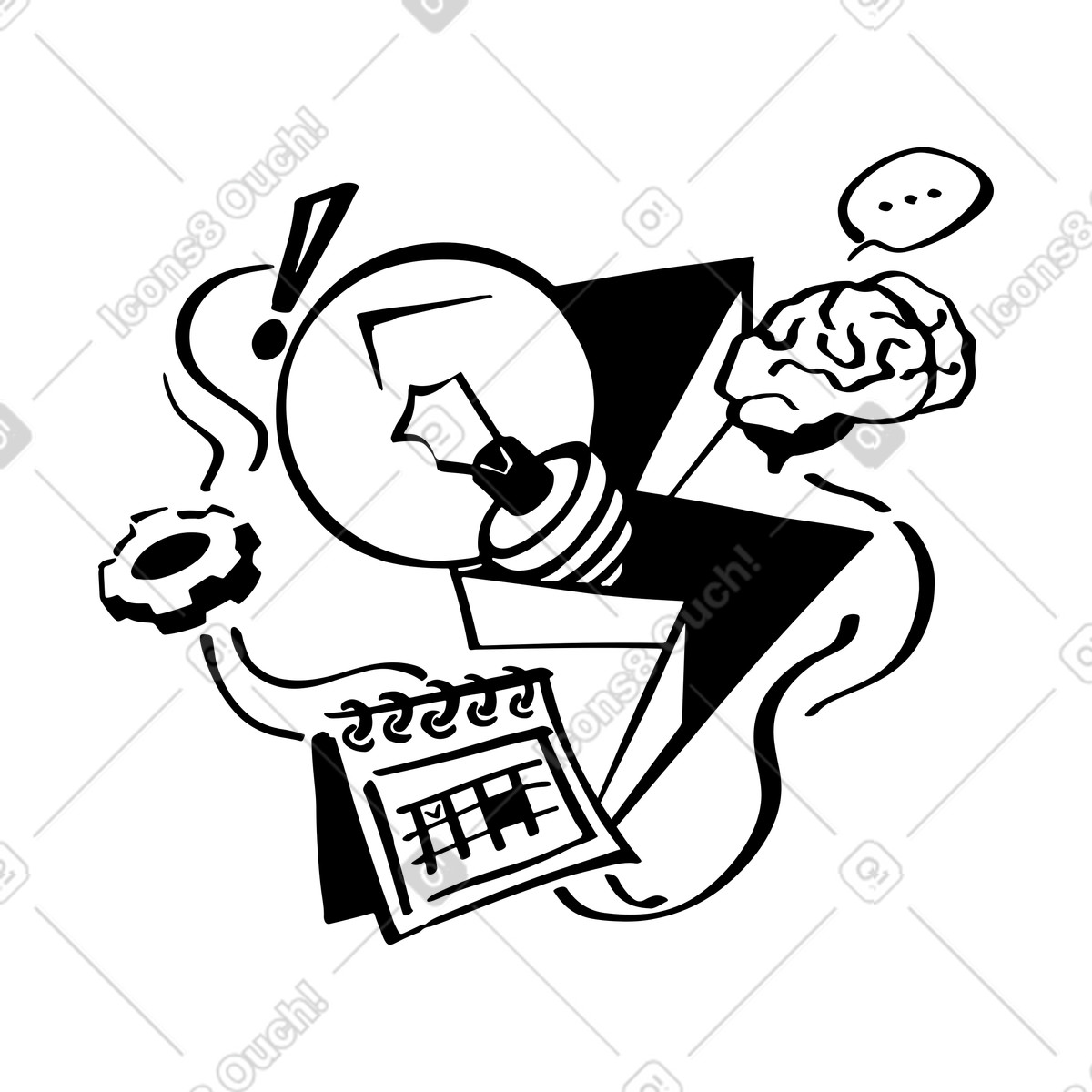 下载 Line 风格的 集思广益和项目管理 插画，支持 PNG、SVG 格式