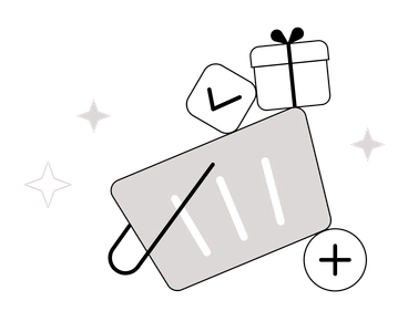 Various e-commerce icons including a gift and clock - Shade style illustration