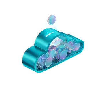 A cloud filled with colorful coins - 3D Glare style illustration