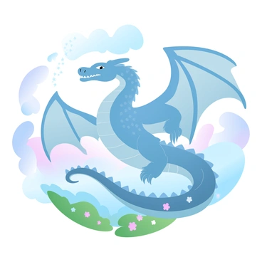 An illustration of a mythical beast like a dragon or griffin in action