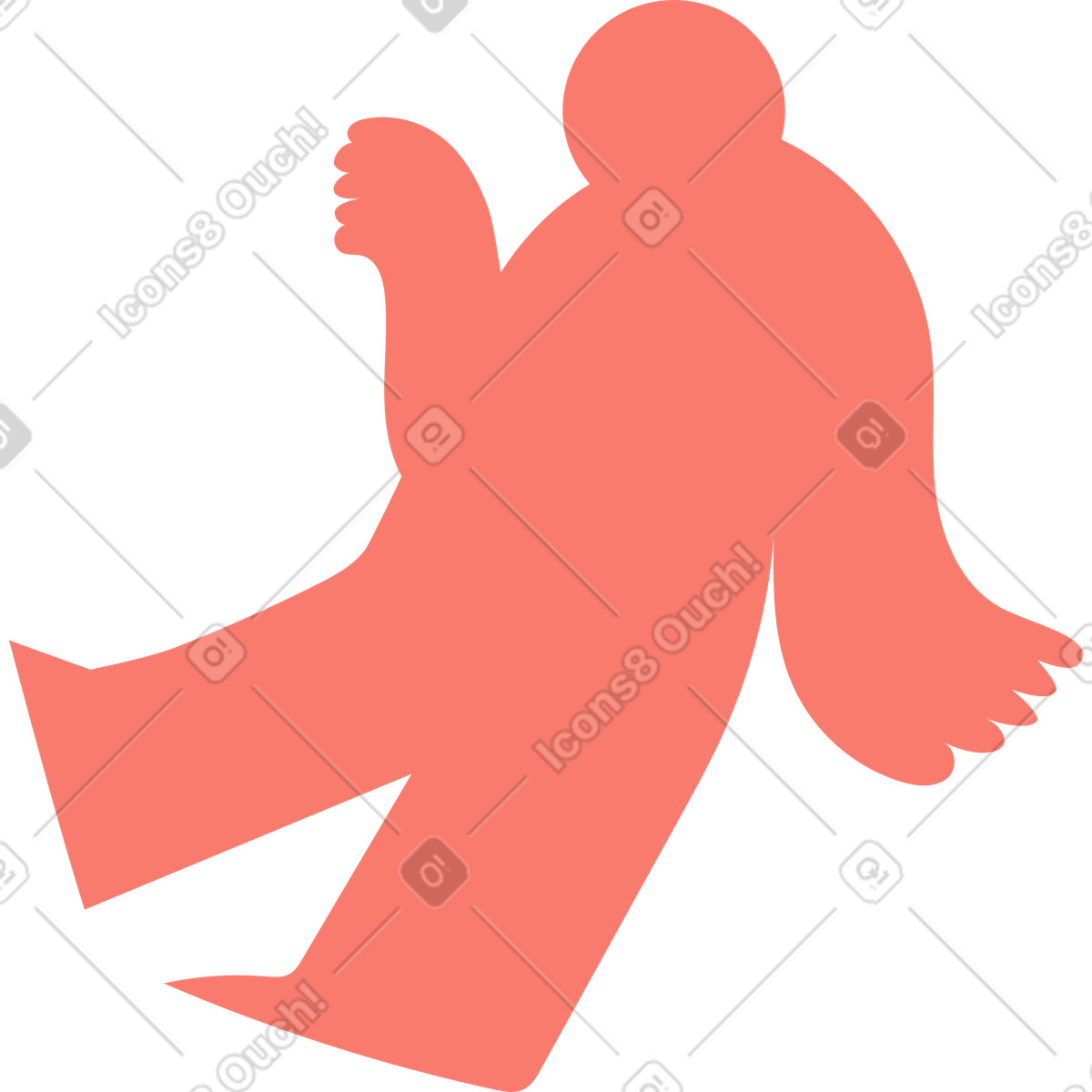Ilustración Character silhouette sitting with raised hand gesture expressing casual conversation en estilo Bold People a descargar en PNG y SVG