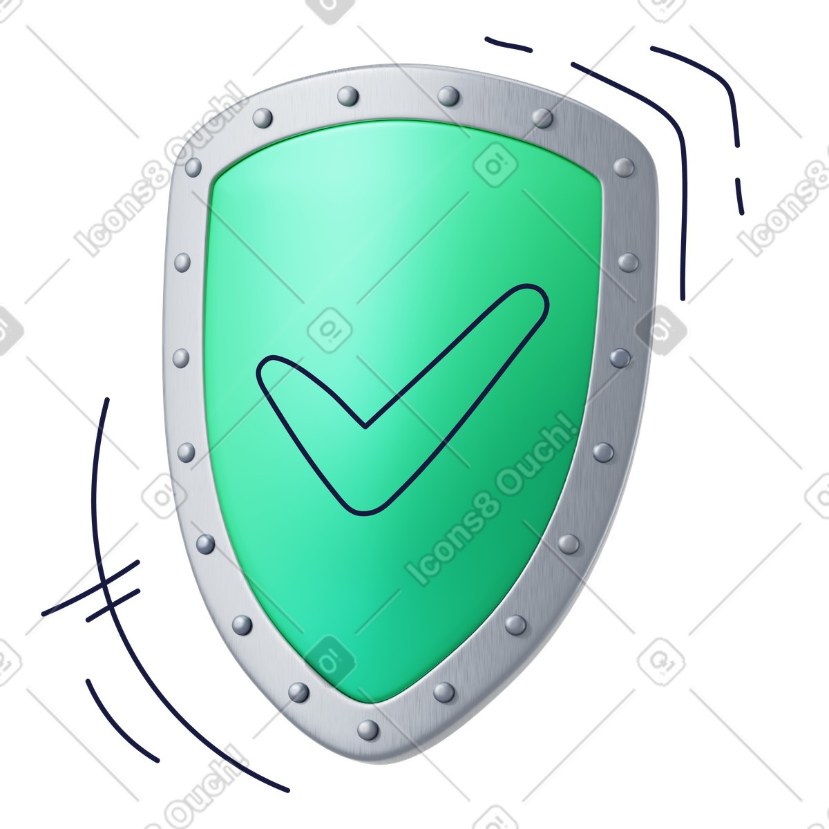 Illustration Badge de sécurité, assurance sécurité en ligne dans le style 3D Surfaced à télécharger aux formats PNG, SVG