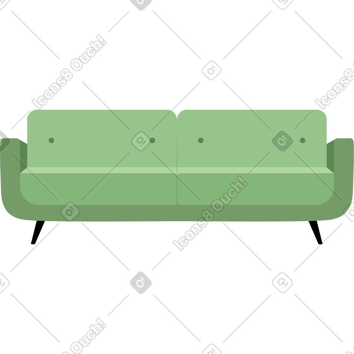 下载 Lagom 风格的 带扶手的绿色软垫沙发 插画，支持 PNG、SVG 格式