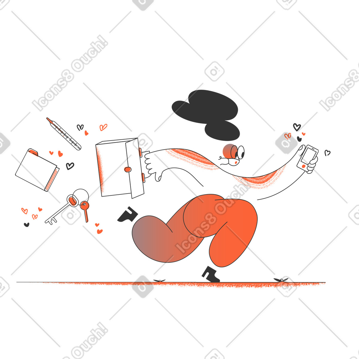 Being late illustration in PNG, SVG