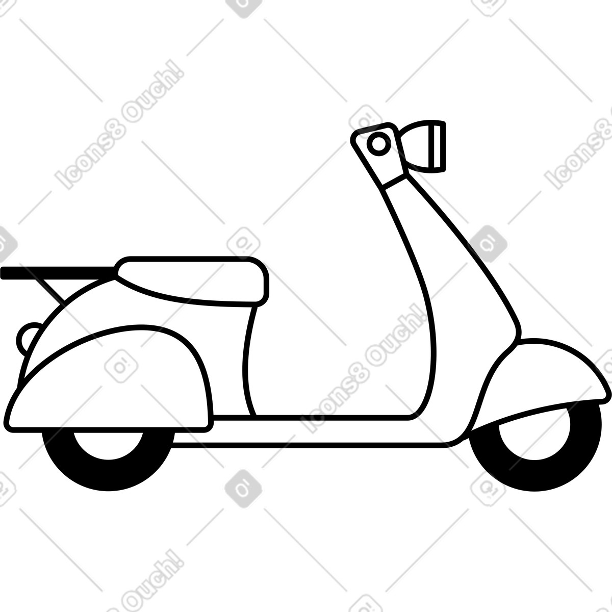 下载 Transistor 风格的 有后备箱的白色摩托车 插画，支持 PNG、SVG 格式