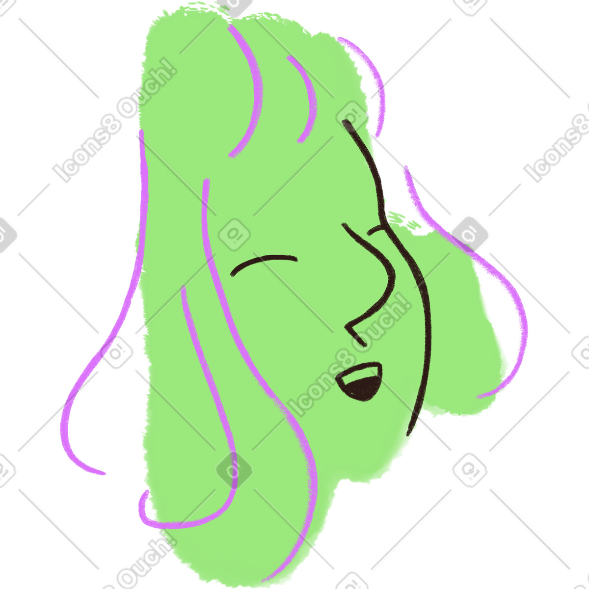 Ilustração de Young woman with long hair em no estilo Blobby para baixar em PNG, SVG