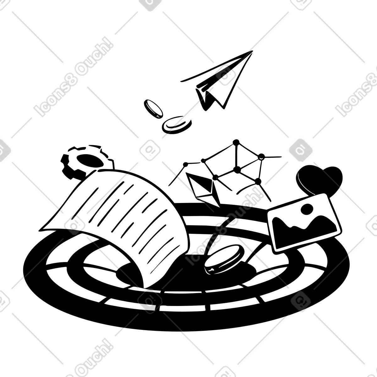 Swirling interdimensional portal illustration featuring flowing data, AI automation clipart in PNG SVG GIF