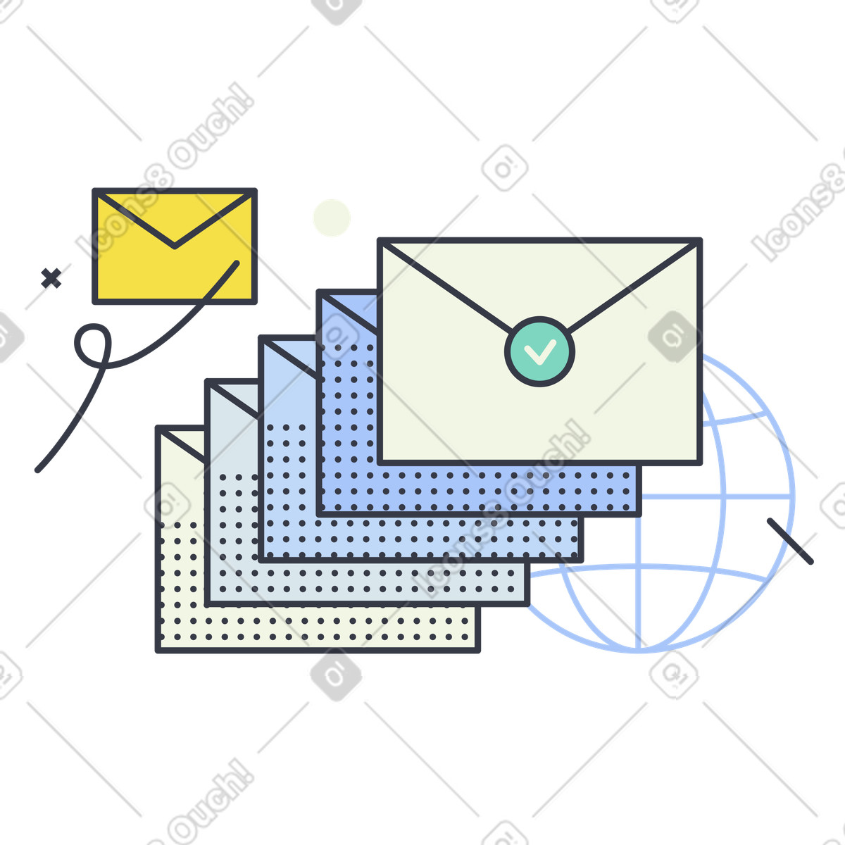 下载 Abstract 风格的 通过互联网发送电子邮件 插画，支持 PNG、SVG 格式