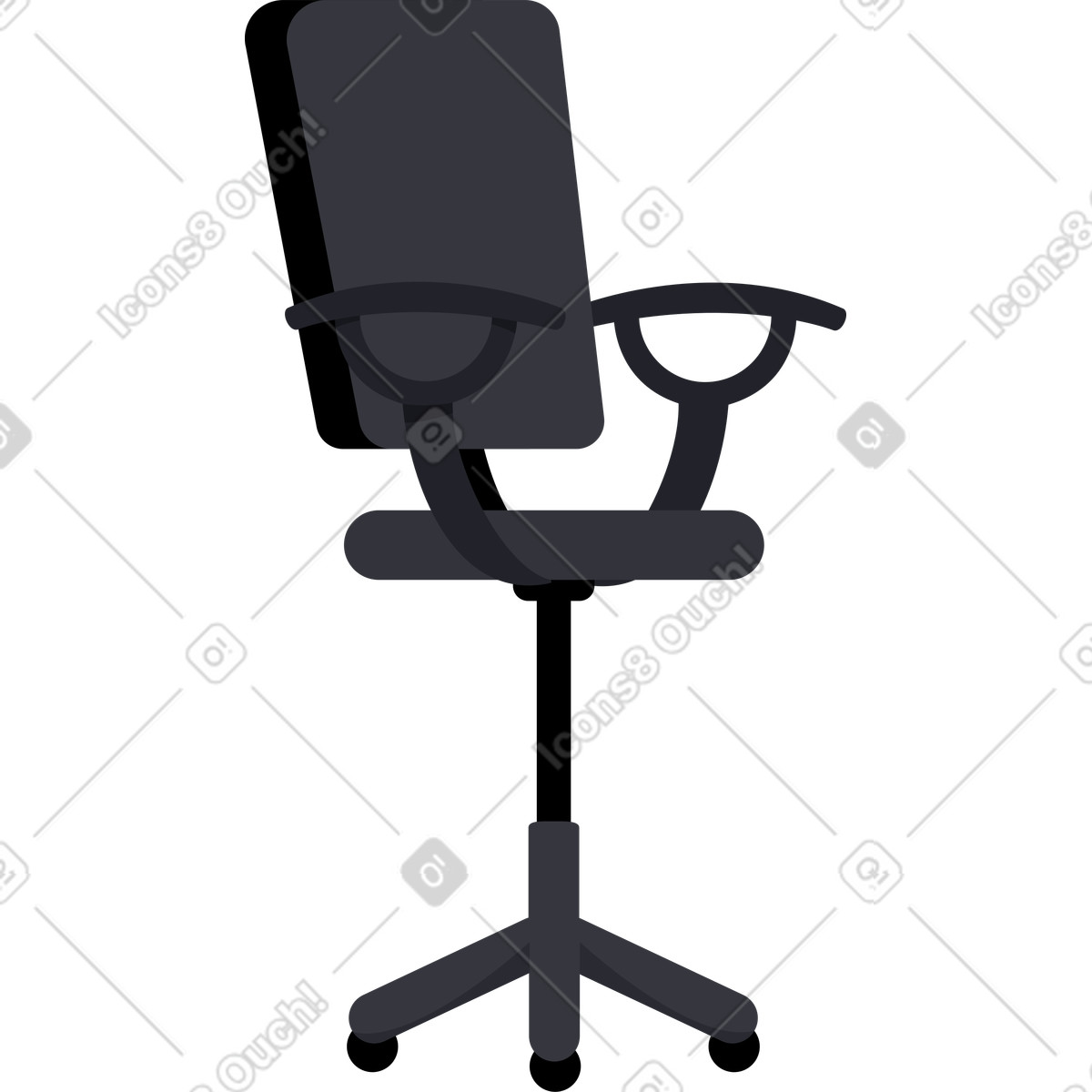 Ergonomic desk chair with padded seat for workspace illustration in Vivid style download in PNG, SVG