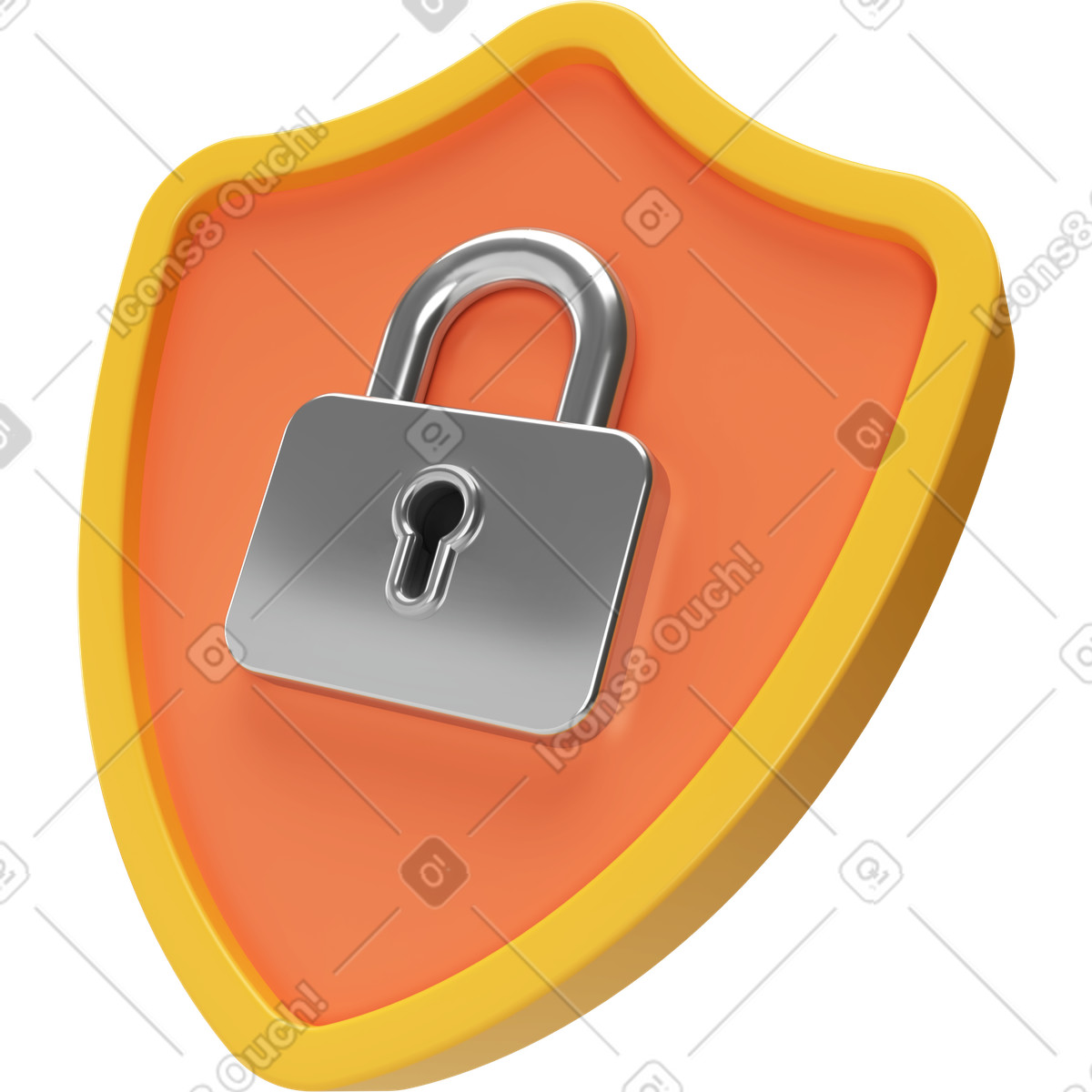 Shield with lock illustration in PNG, SVG
