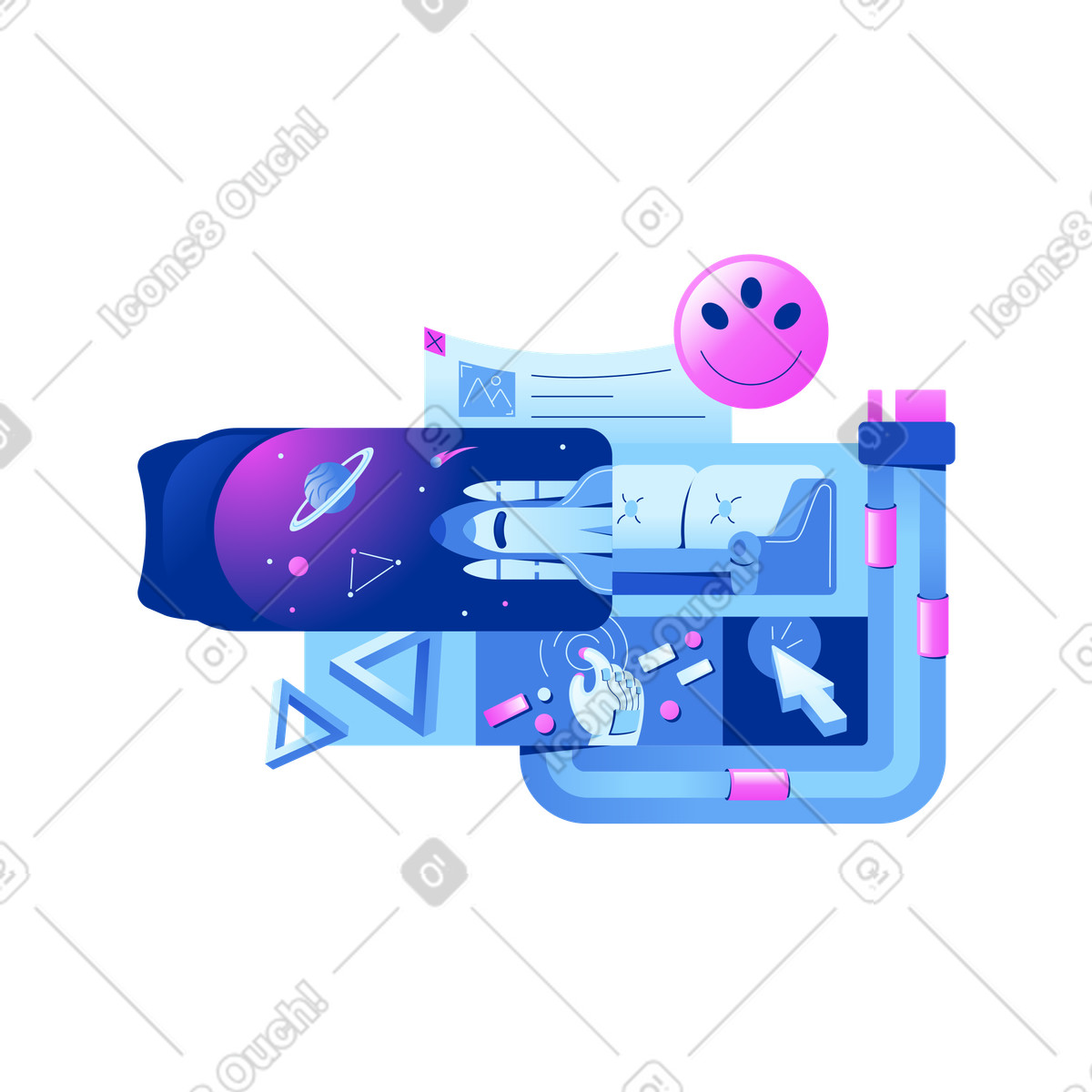 증강 및 가상 현실 기술 illustration in Glossy style download in PNG, SVG