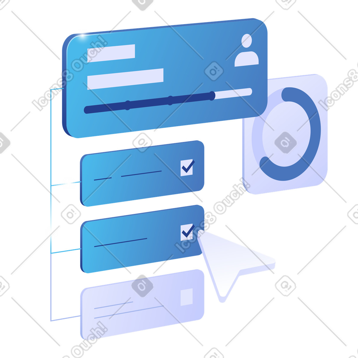 Dashboard con attività completate, app di monitoraggio della produttività illustration in PNG, SVG